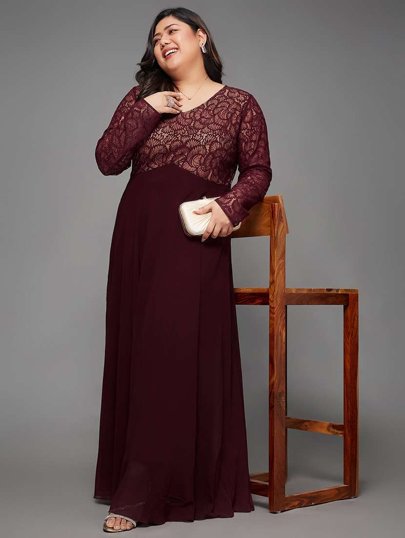 women plus size solid long sleeve lace dress - 22363566 -  Standard Image - 2