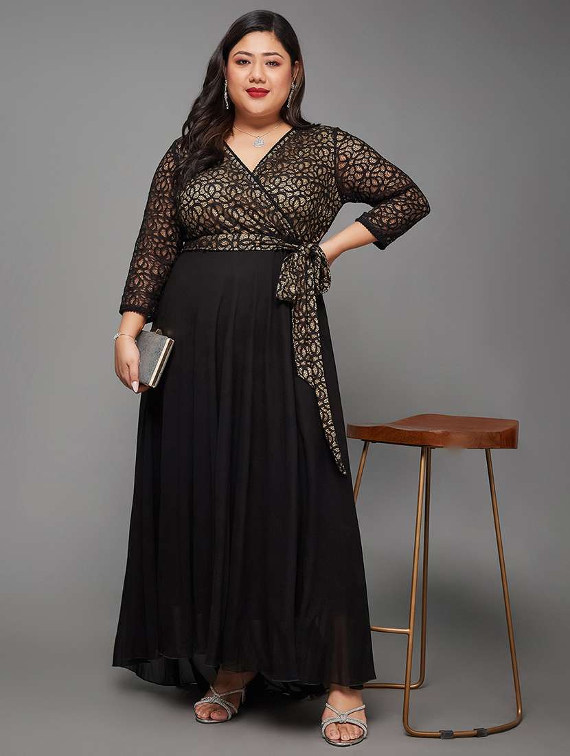 women plus size self designed lace dress