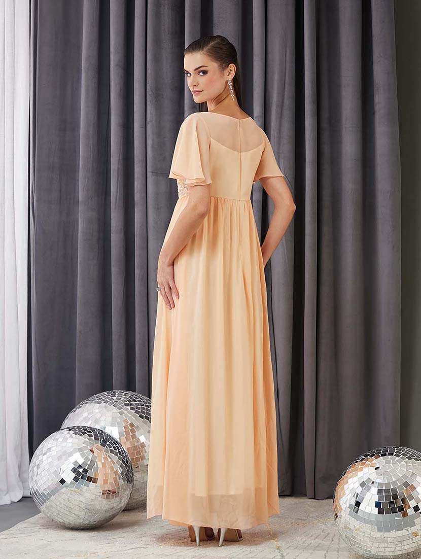 women emebllished flute sleeve fit & flare dress - 22363584 -  Standard Image - 2