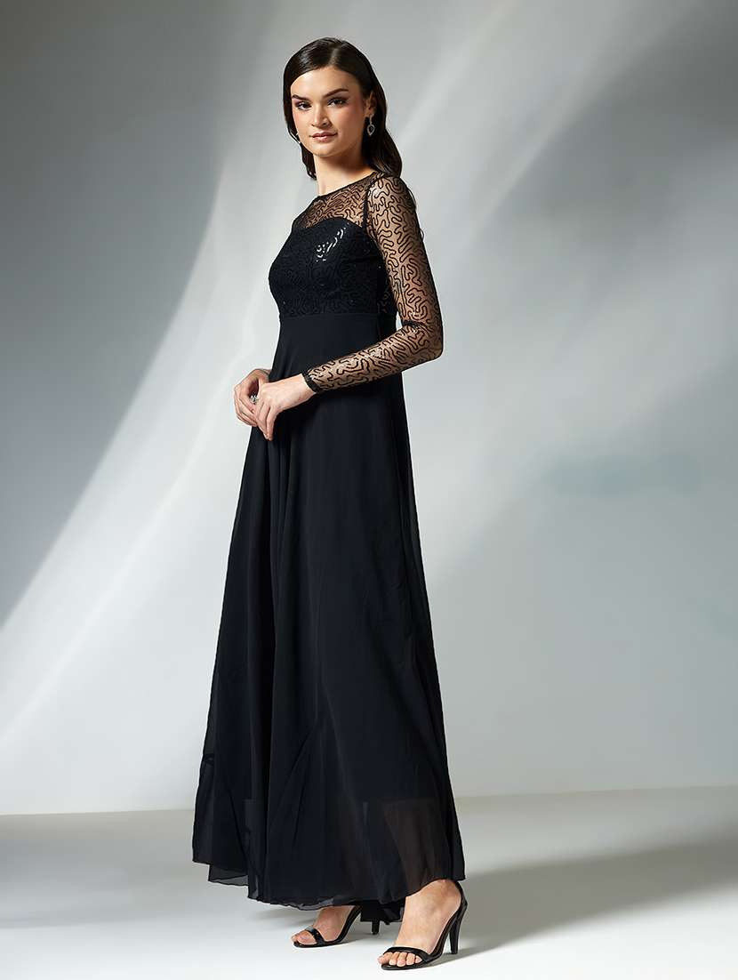 women embellsihed long sleeve fit & flare dress - 22363586 -  Standard Image - 2
