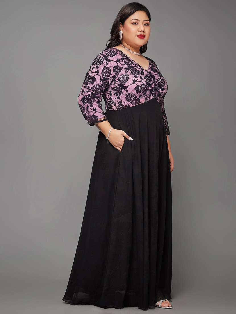 women plus size self designed lace dress - 22363592 -  Standard Image - 2