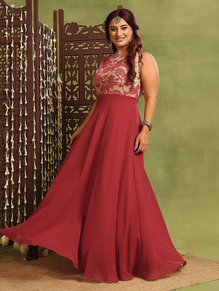 women plus size self designed lace dress