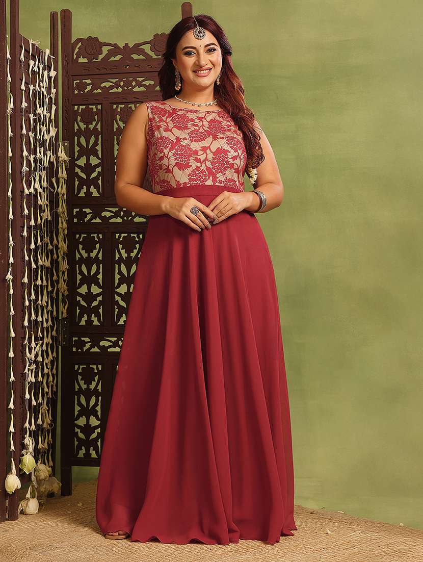 women plus size self designed lace dress - 22363598 -  Standard Image - 2