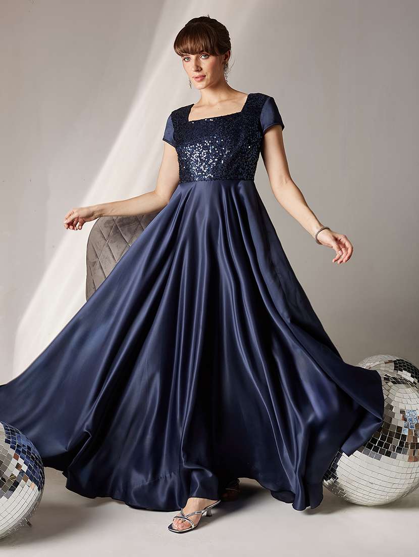 women sequined short sleeve fit & flare dress