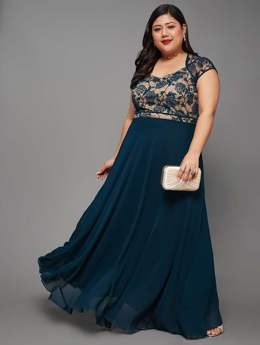 women plus size self designed lace dress - 22363600 -  Standard Image - 2