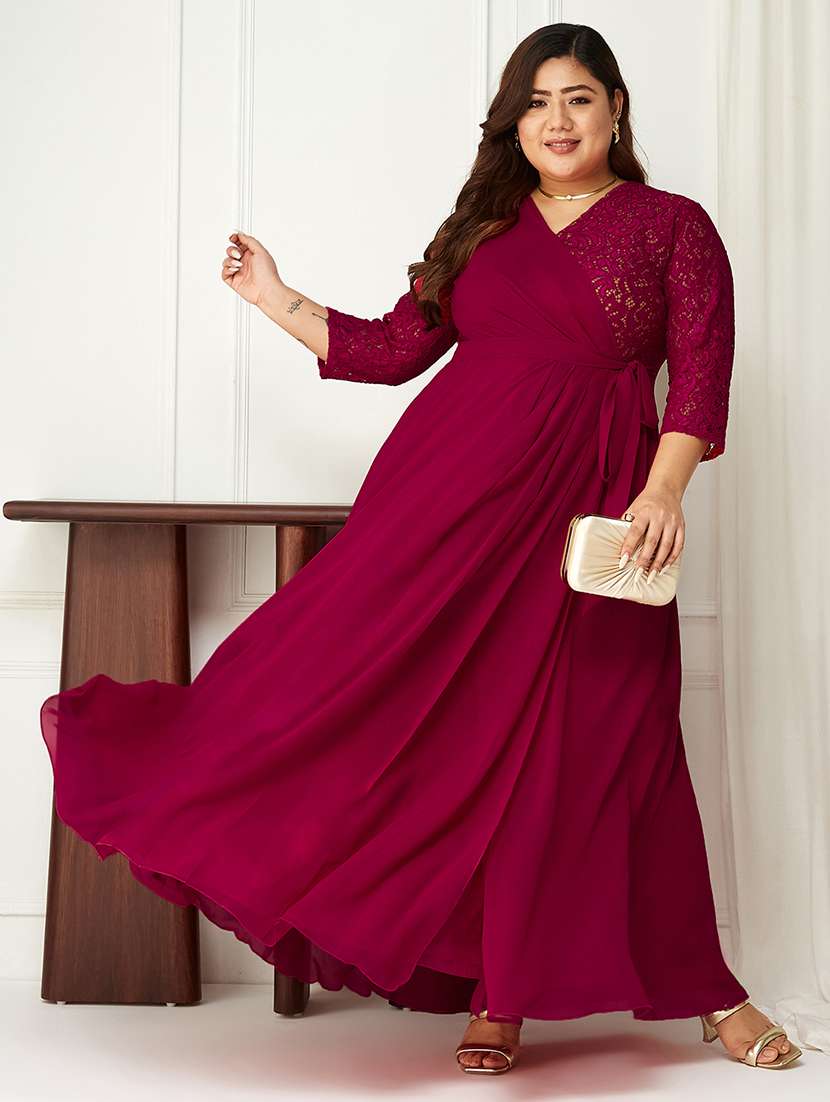 women plus size self designed lace dress