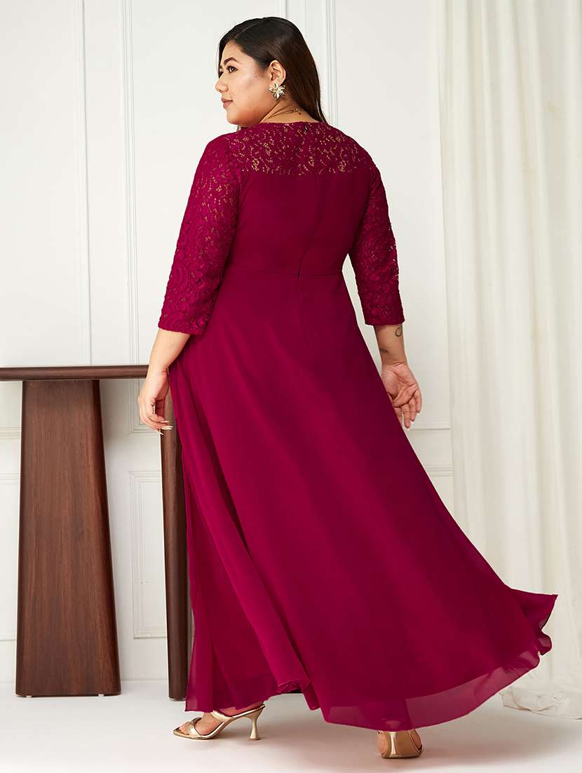 women plus size self designed lace dress - 22363612 -  Standard Image - 2