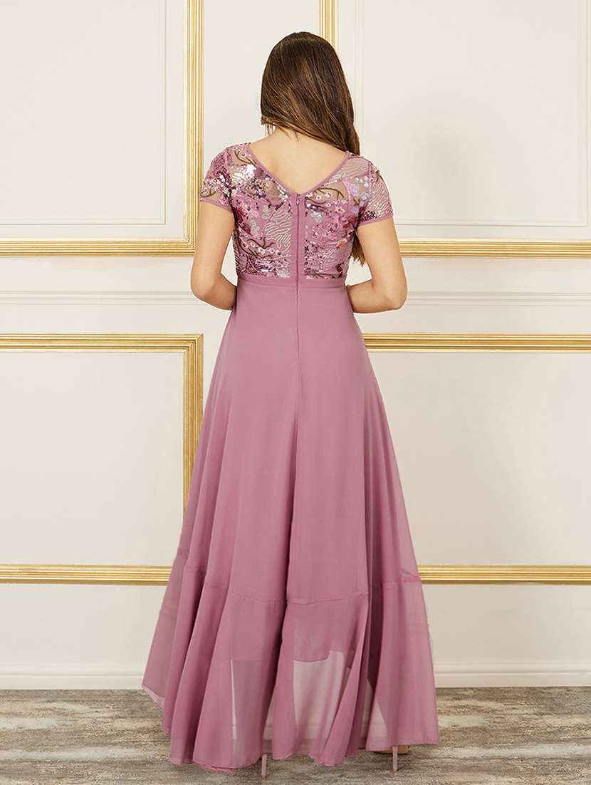 women embellished short sleeve asymmetric dress - 22363621 -  Standard Image - 2