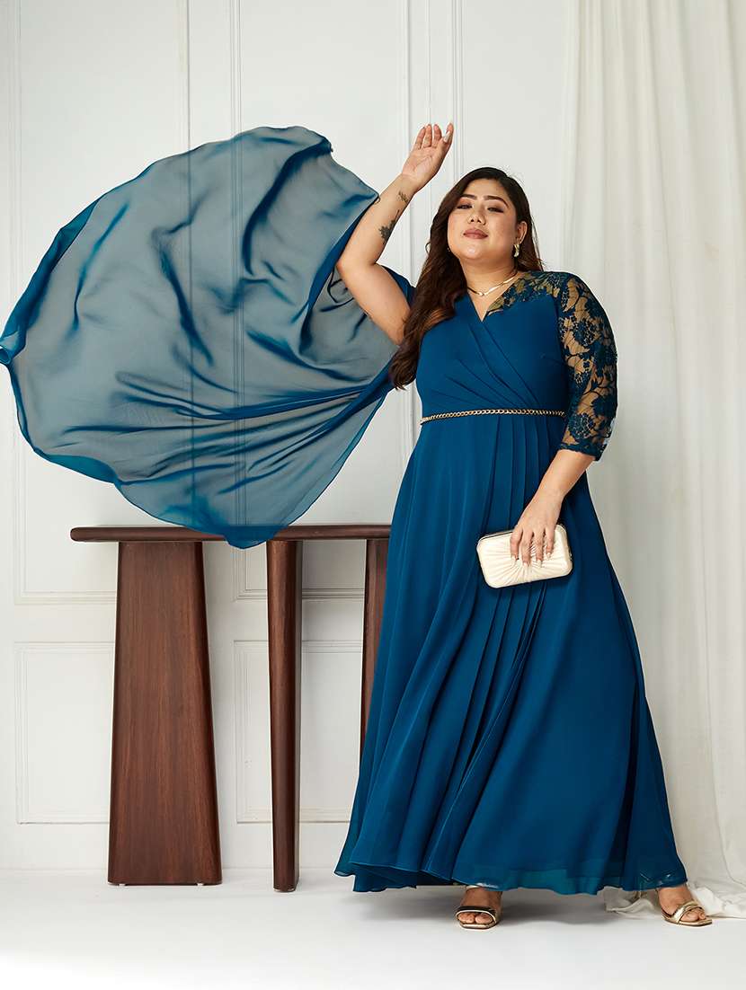 women plus size self designed lace dress - 22363639 -  Standard Image - 2