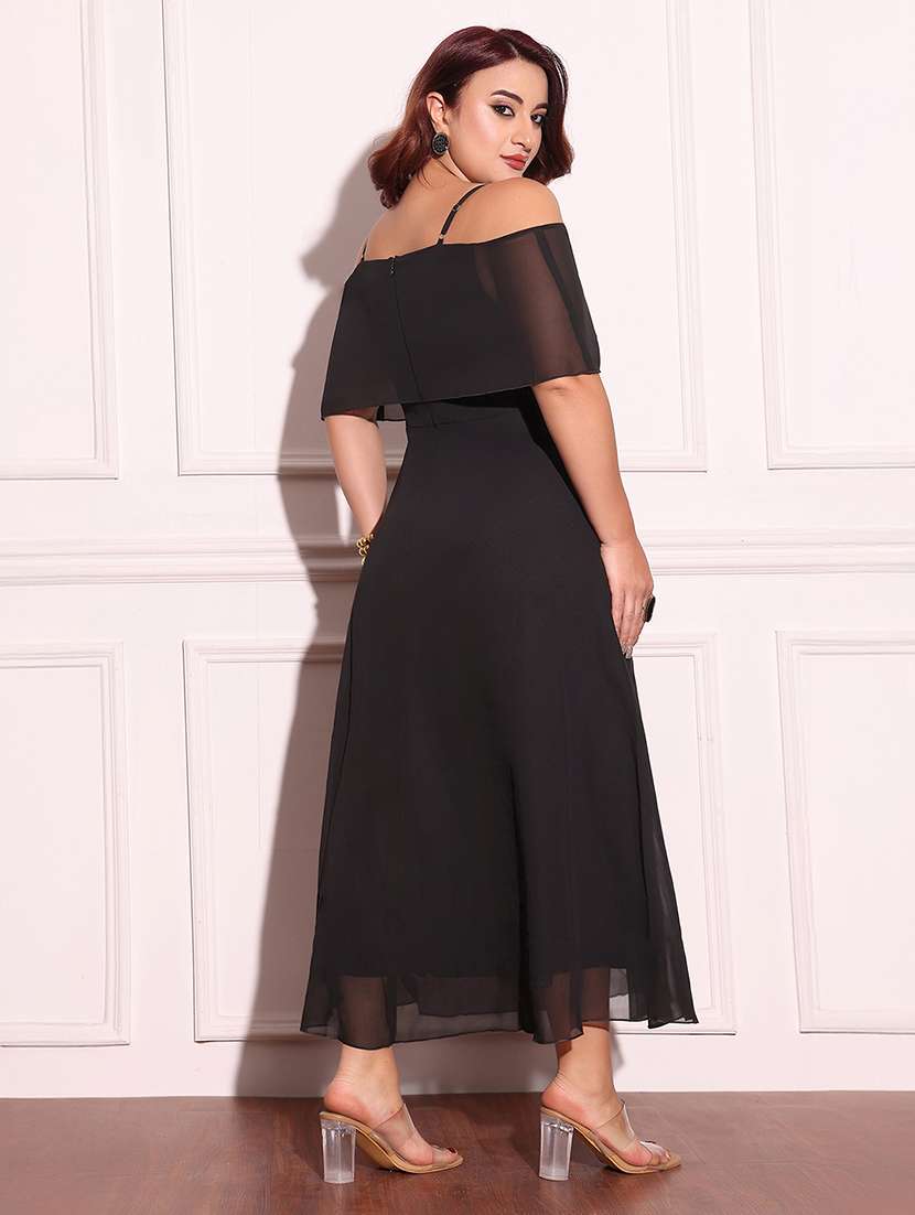 Women Solid Off Shoulder A-line Dress - 22363649 -  Standard Image - 2
