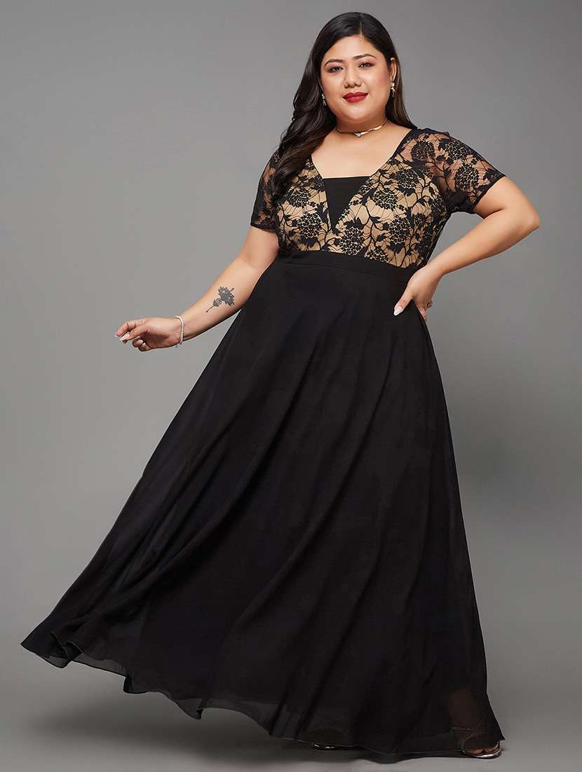 women plus size self designed lace dress