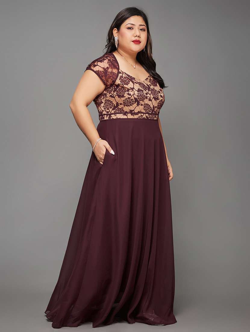 women plus size self designed lace dress - 22363653 -  Standard Image - 2