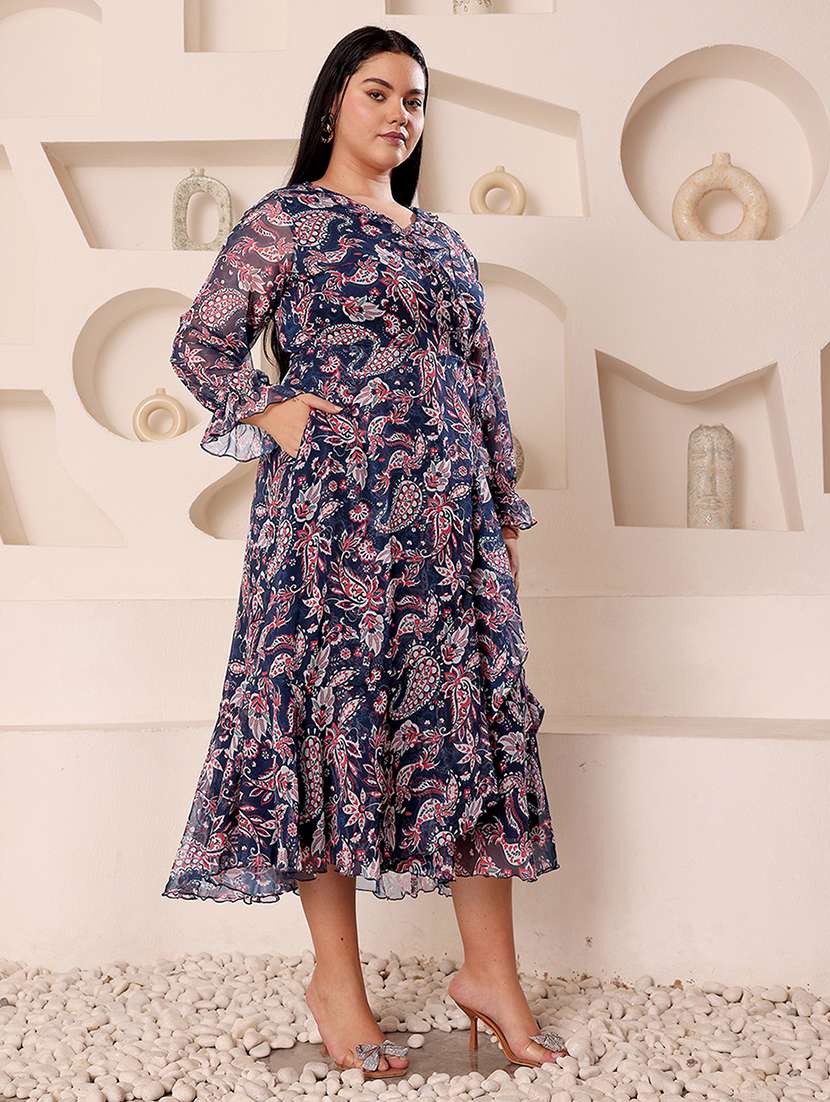 women plus size printed wrap dress - 22363656 -  Standard Image - 2
