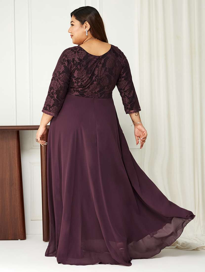 women plus size self designed lace dress - 22363668 -  Standard Image - 2