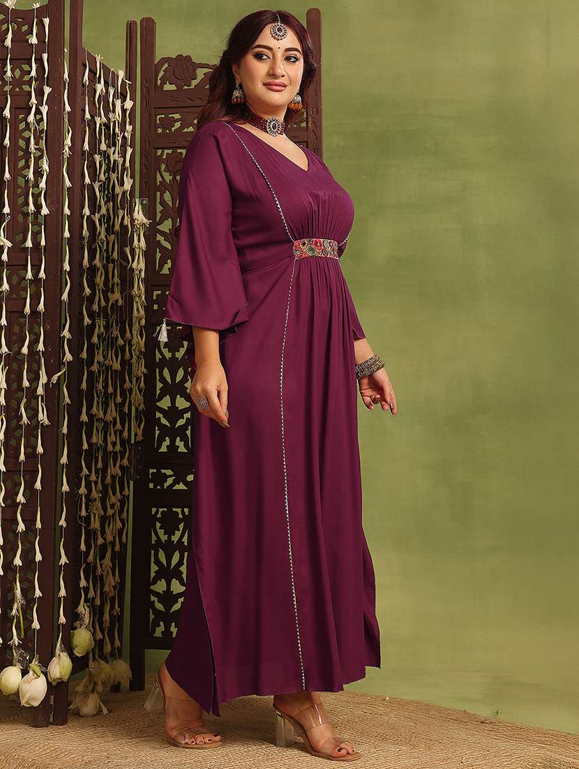 women embroidered kimono sleeve kaftan dress - 22363688 -  Standard Image - 2