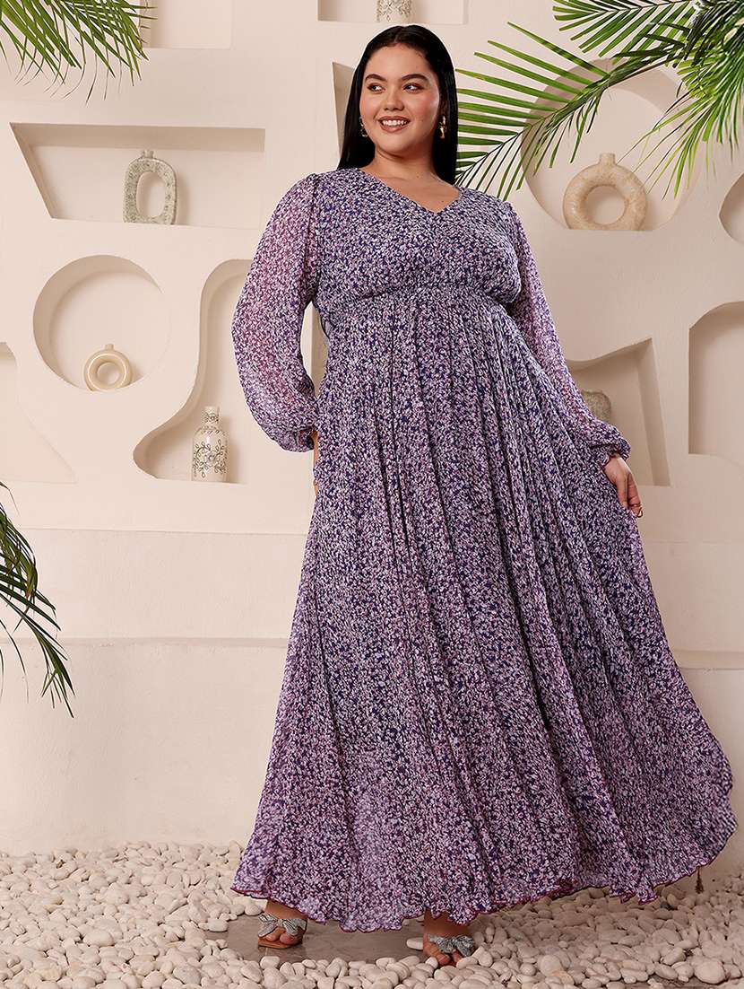 women plus size printed fit & flared dress