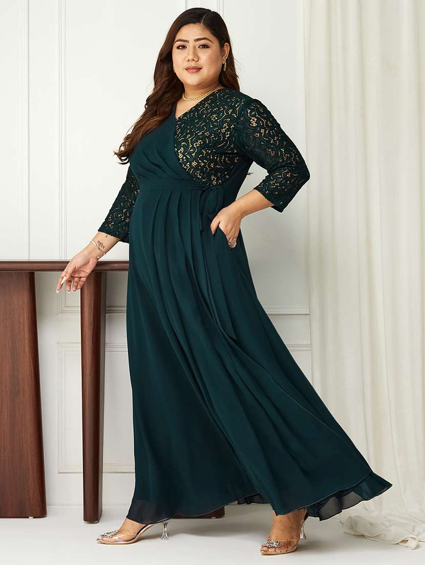 women plus size self designed lace dress - 22363698 -  Standard Image - 2