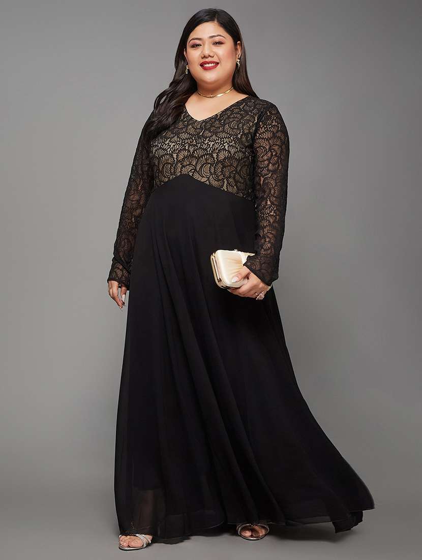 women plus size self designed lace dress