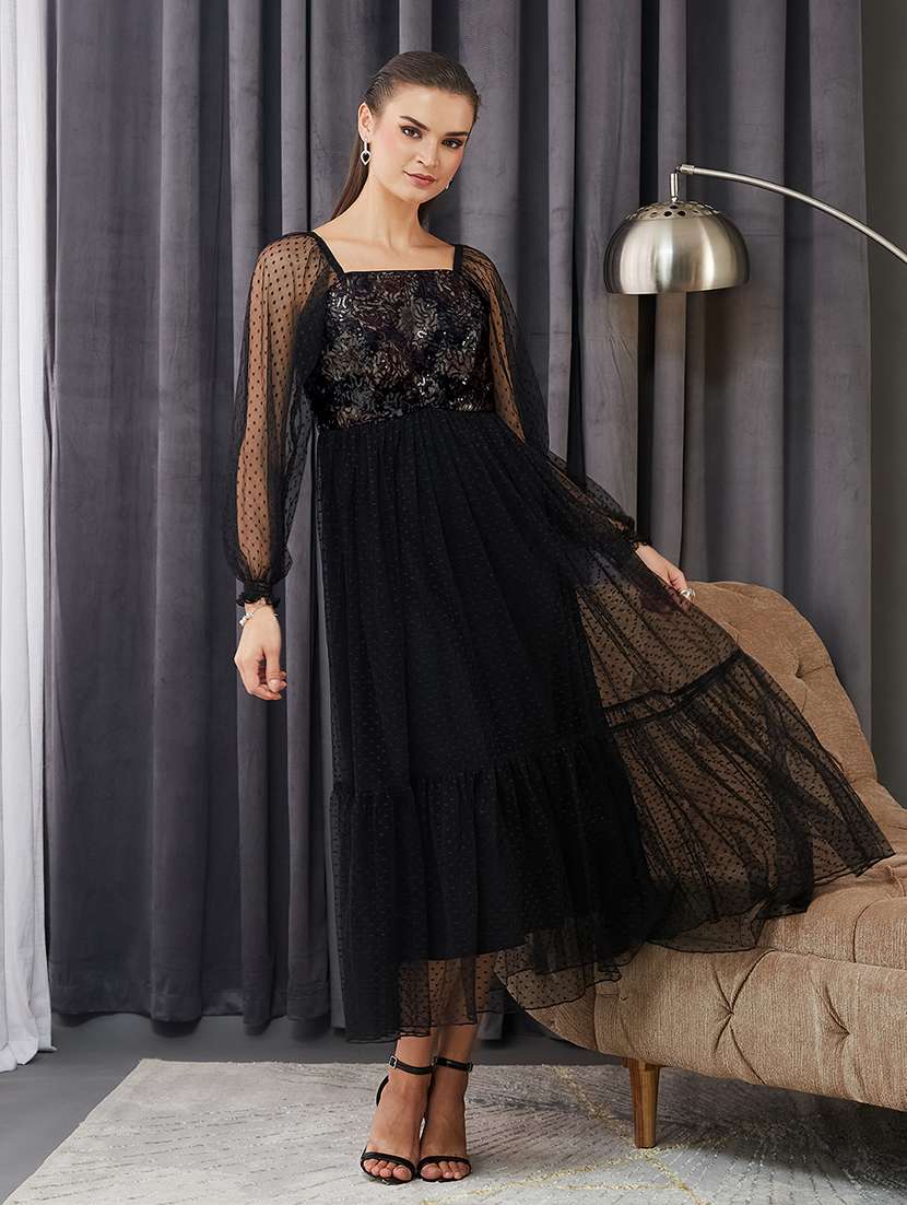 women self designed puff sleeve tiered dress