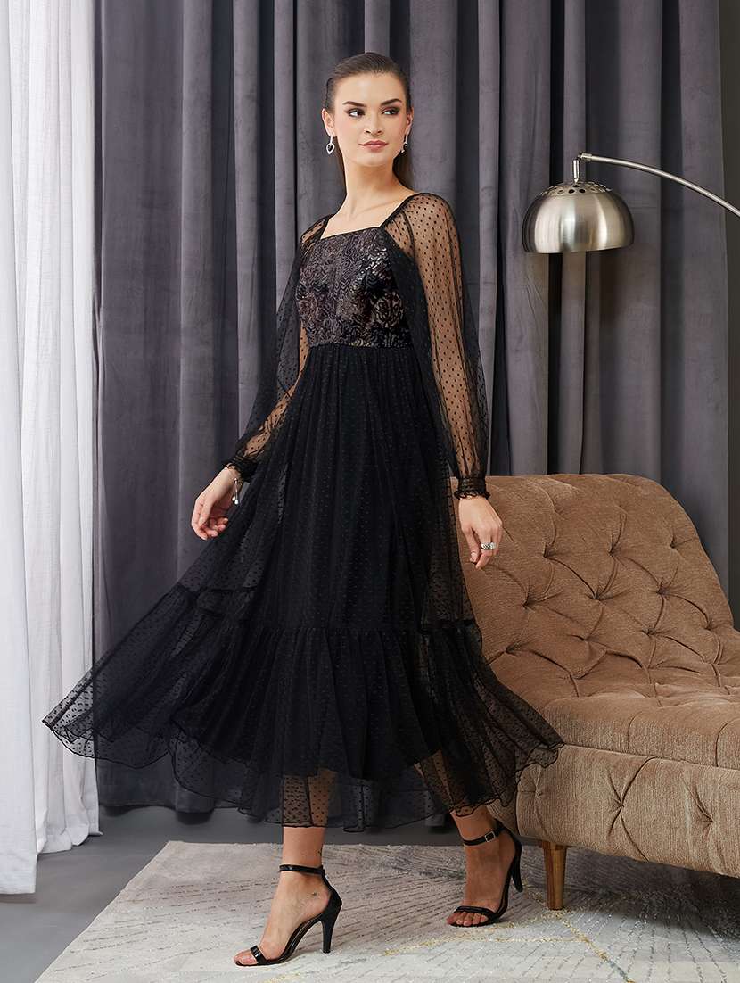 women self designed puff sleeve tiered dress - 22363719 -  Standard Image - 2