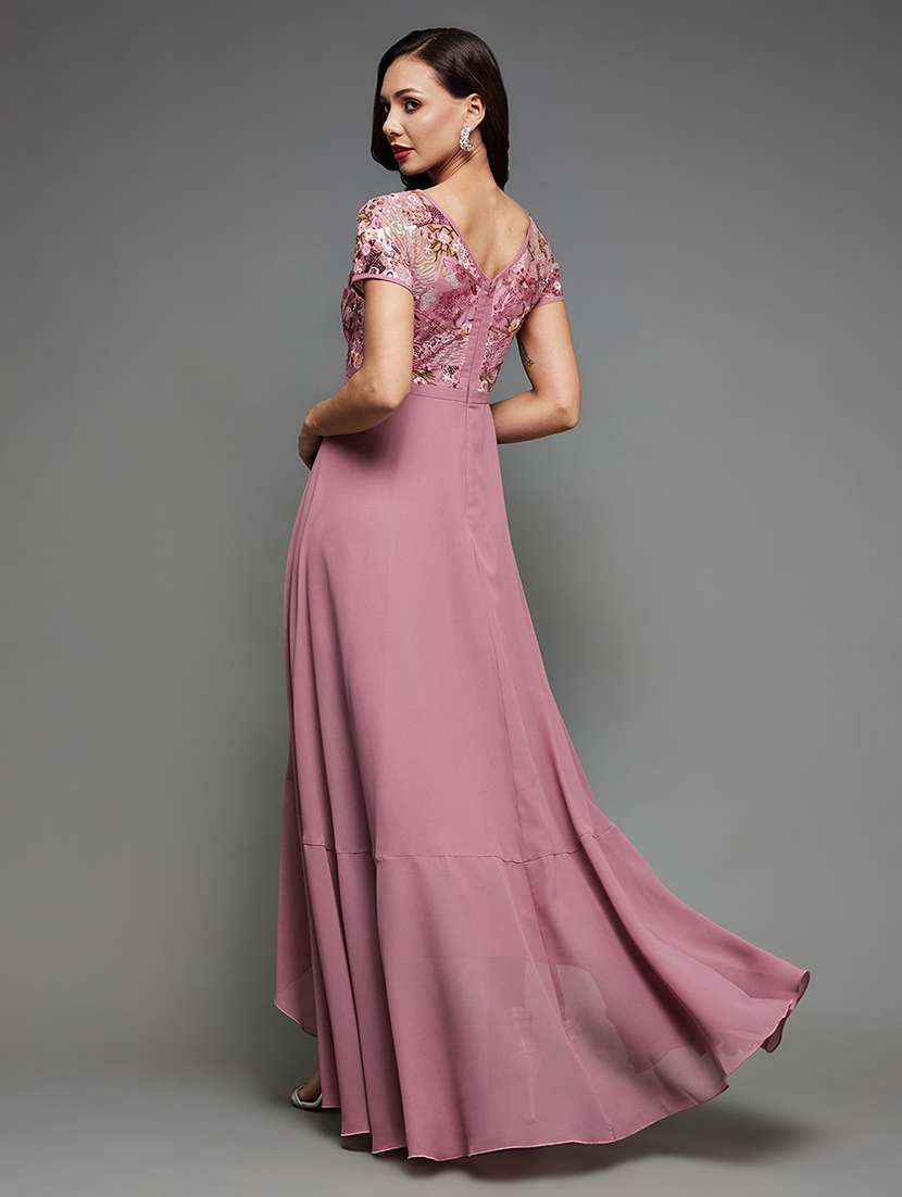 women embellished short sleeve asymmetric dress - 22363720 -  Standard Image - 2