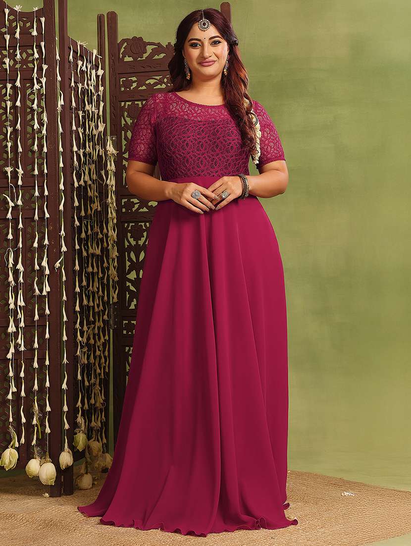 women plus size self designed lace dress