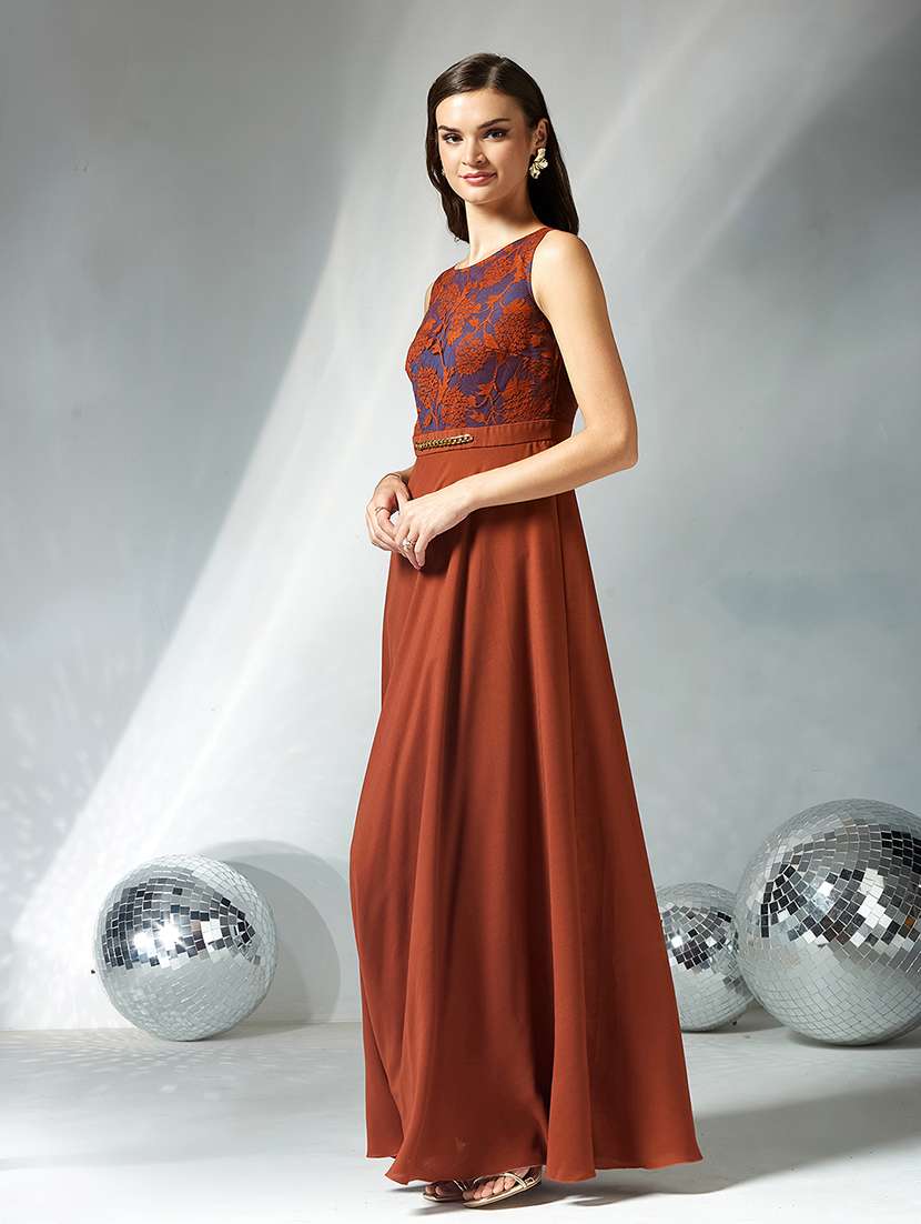 women self designed sleeveless fit & flare dress - 22363727 -  Standard Image - 2