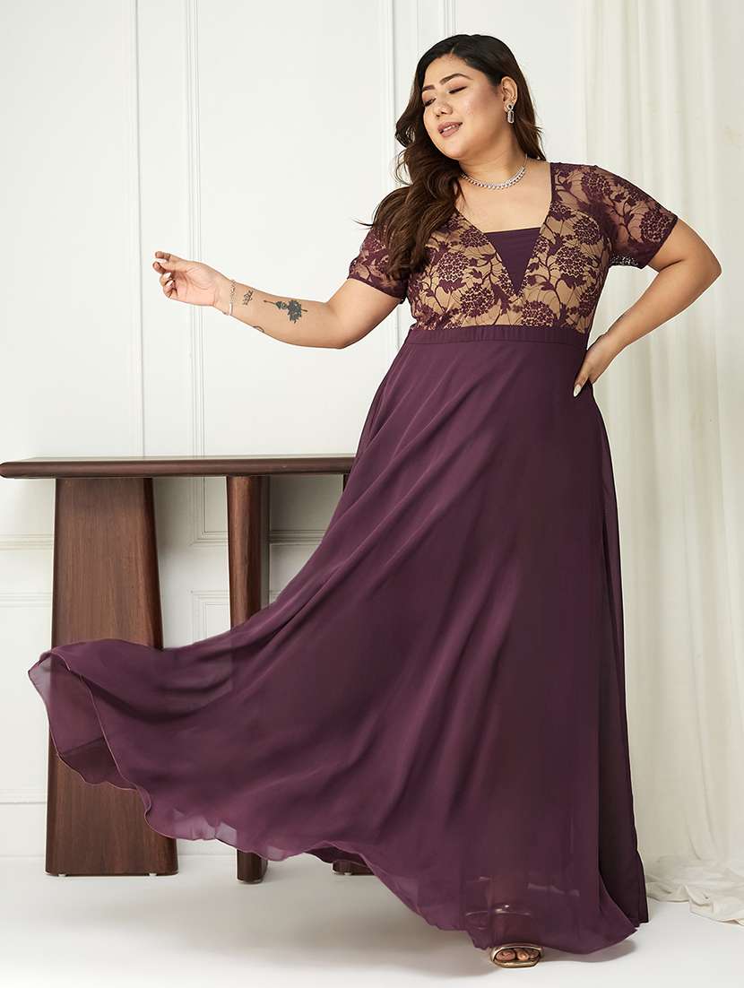 women plus size self designed lace dress - 22363733 -  Standard Image - 2