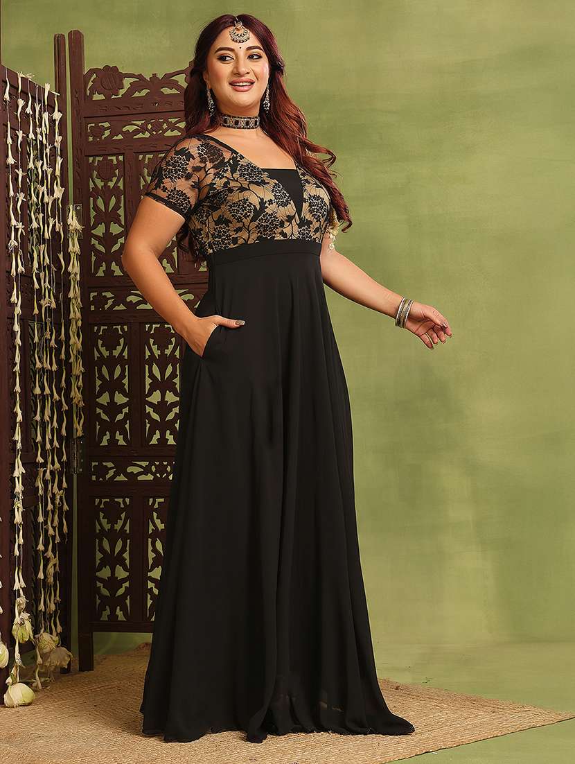 women plus size self designed lace dress - 22363734 -  Standard Image - 2