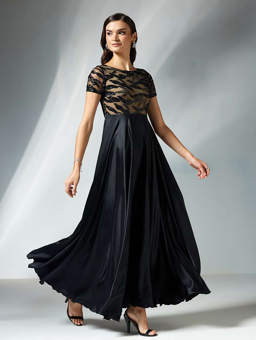women sequined short sleeve fit & flare dress - 22363751 -  Standard Image - 2