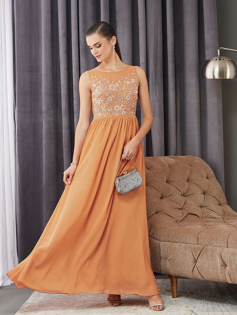 women embroidered sleeveless fit & flare dress - 22363752 -  Standard Image - 2