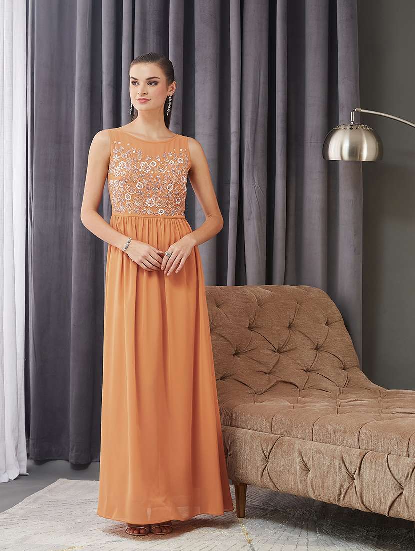 women embroidered sleeveless fit & flare dress - 22363754 -  Standard Image - 2