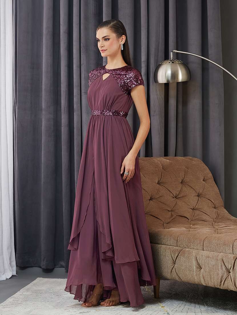 women embellished short sleeve asymmetric dress - 22363759 -  Standard Image - 2