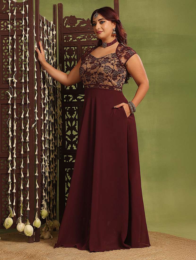 women plus size self designed lace dress - 22363761 -  Standard Image - 2