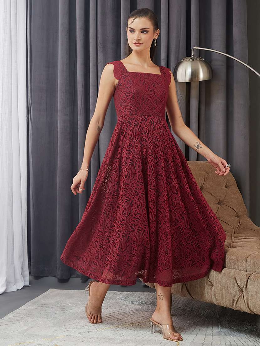 women self designed sleeveless lace fit & flare dress - 22363762 -  Standard Image - 2