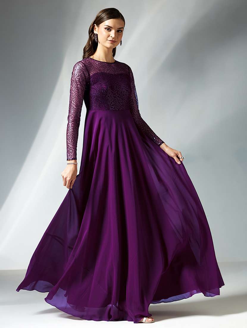 women sequined long sleeve fit & flared dress - 22363766 -  Standard Image - 2