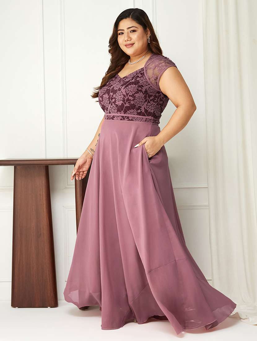 women plus size self designed lace dress - 22363767 -  Standard Image - 2