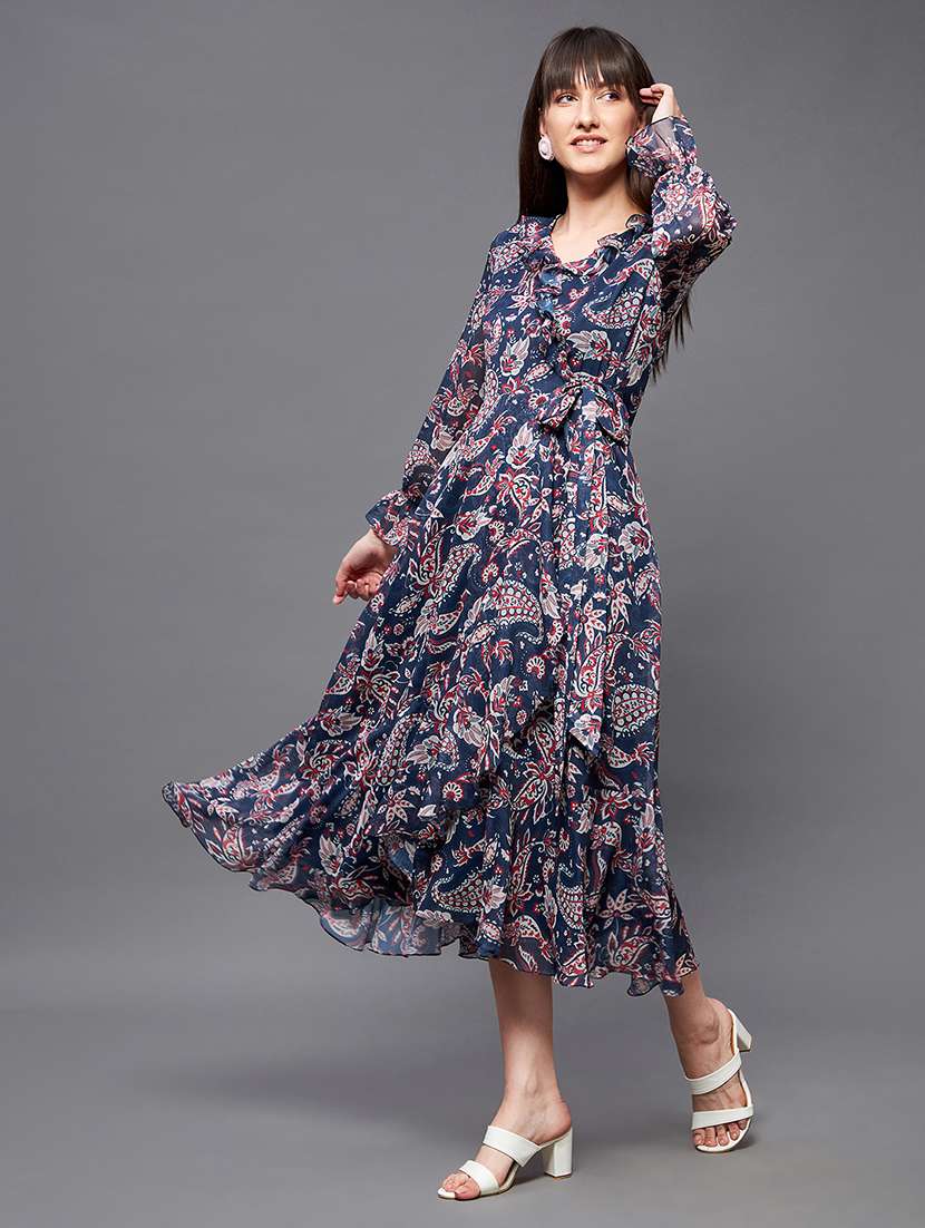women paisley print long sleeve wrap dress - 22363771 -  Standard Image - 2