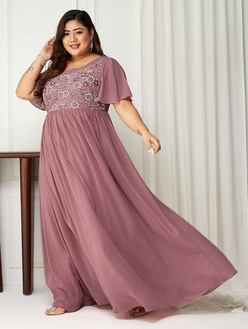 women plus size embroidered flared sleeve dress - 22363772 -  Standard Image - 2
