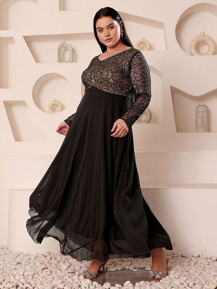 women plus size self designed lace dress