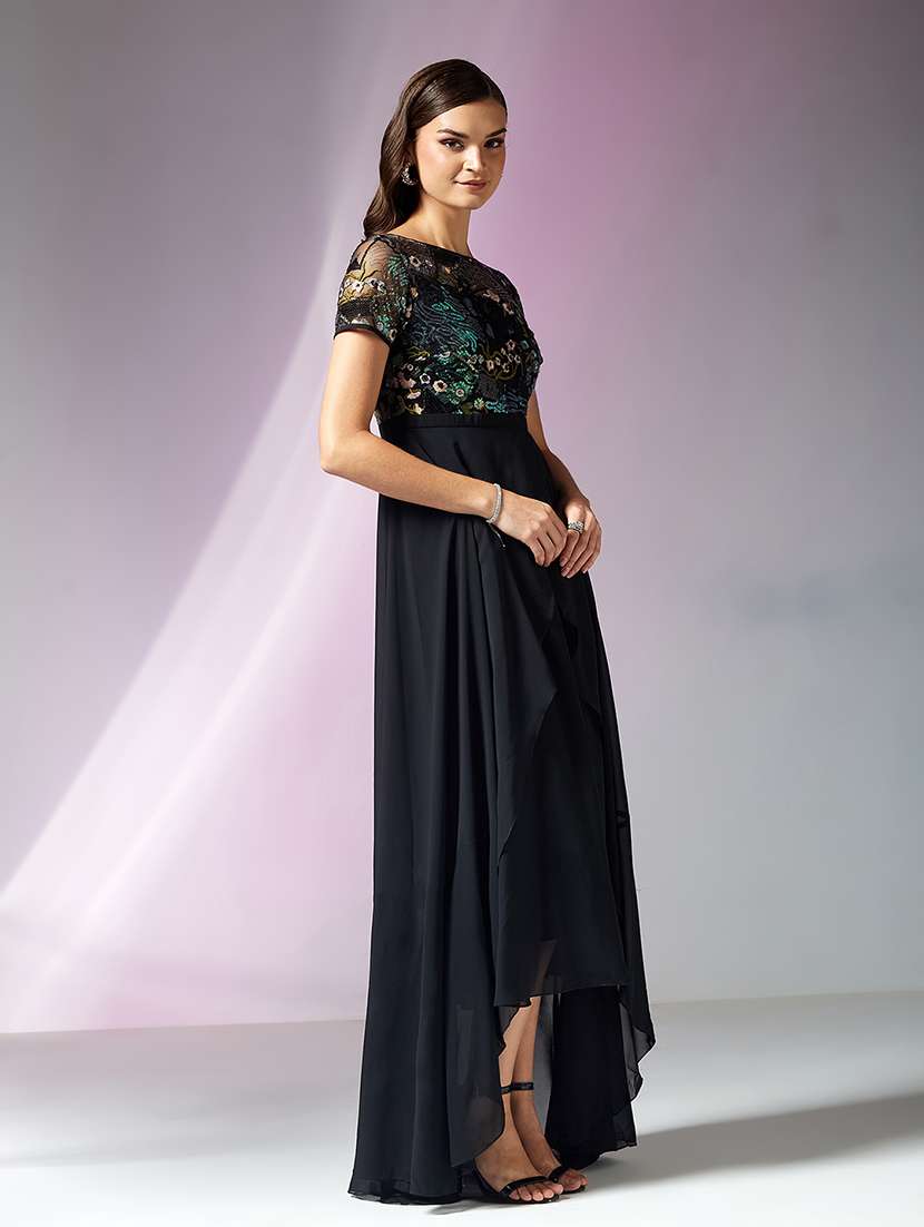 women embellished short sleeve fit & flare dress - 22363776 -  Standard Image - 2
