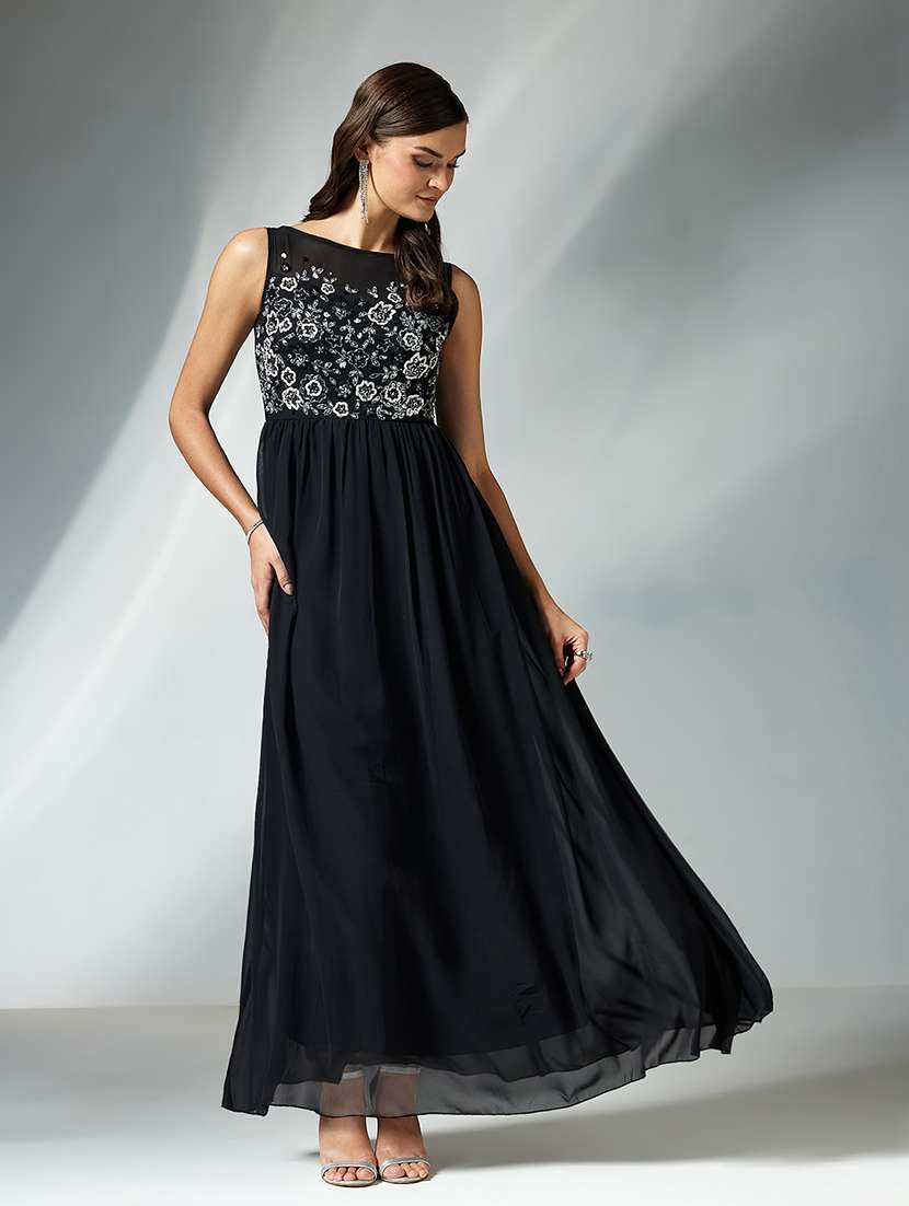 women embroidered sleeveless fit & flare dress - 22363780 -  Standard Image - 2