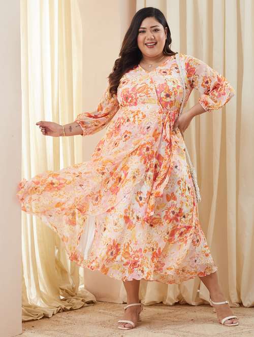 Buy online Overlap Neck Tie Front Plus Size Wrap Dress from western wear  for Women by Amydus for 2799 at 0% off | 2026 Limeroad.com
