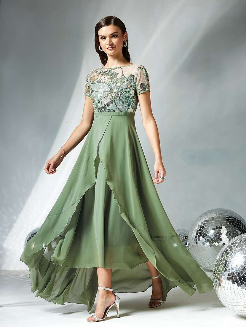 women sequined short sleeve asymmetric dress - 22363783 -  Standard Image - 2