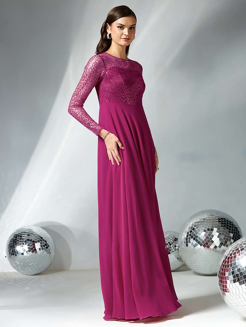 women embellsihed long sleeve fit & flare dress - 22363788 -  Standard Image - 2