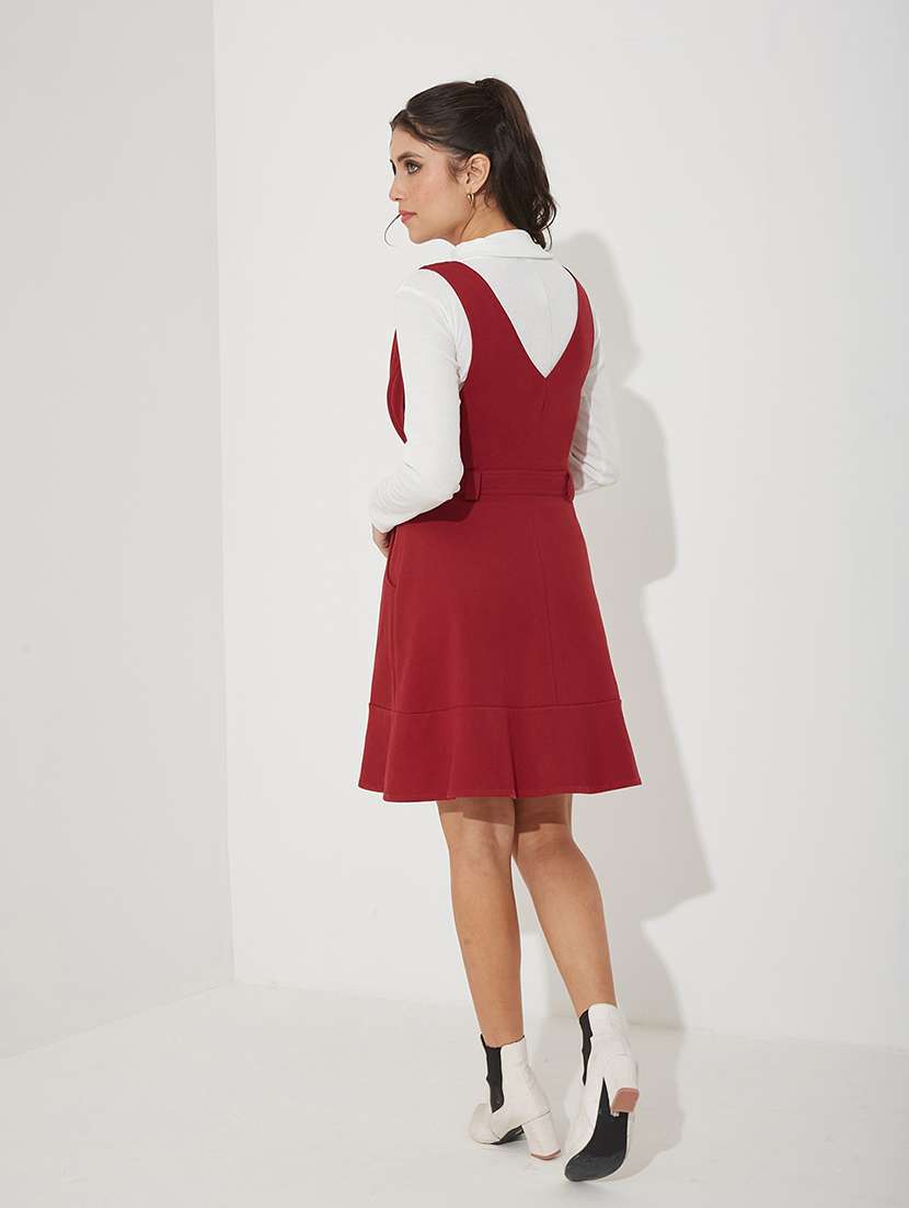 women solid sleeveless dungaree dress - 22363831 -  Standard Image - 2