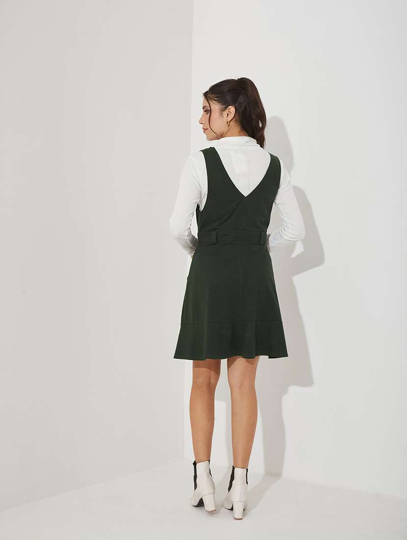 women solid sleeveless dungaree dress - 22363832 -  Standard Image - 2