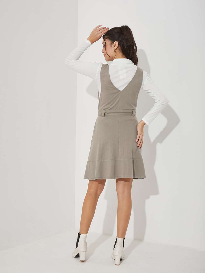 women solid sleeveless dungaree dress - 22363833 -  Standard Image - 2