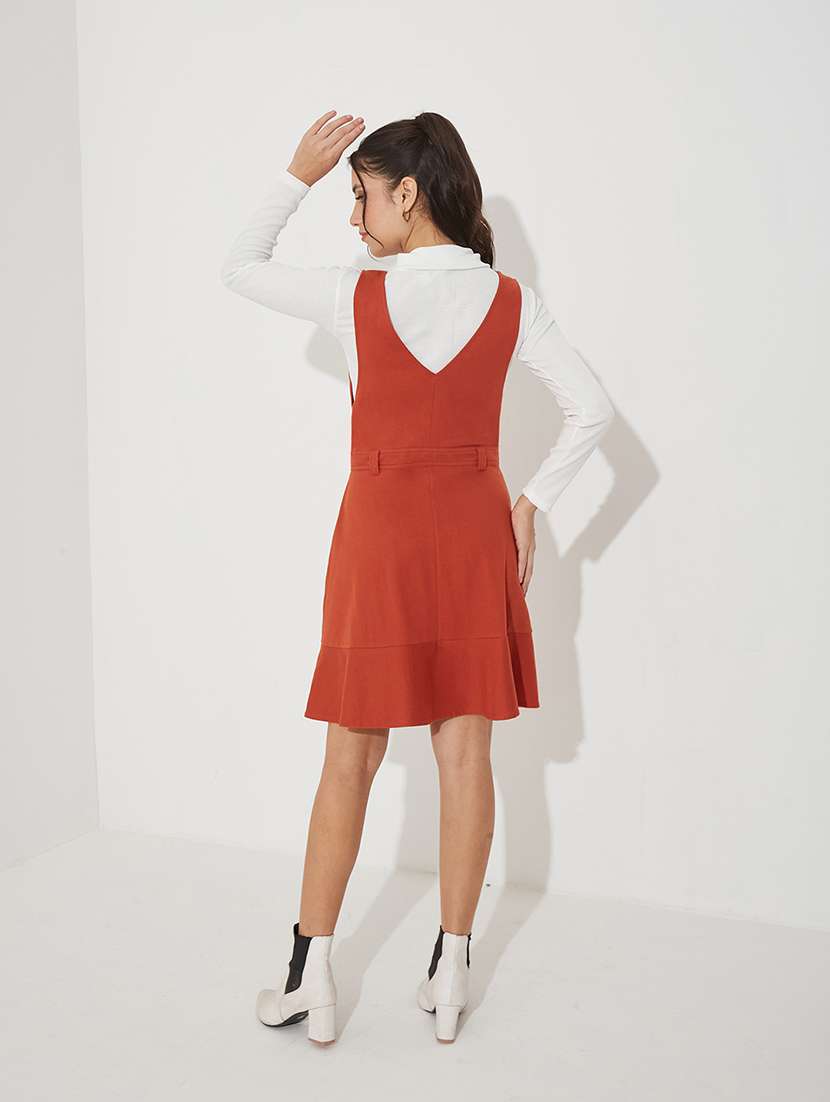 women solid sleeveless dungaree dress - 22363834 -  Standard Image - 2