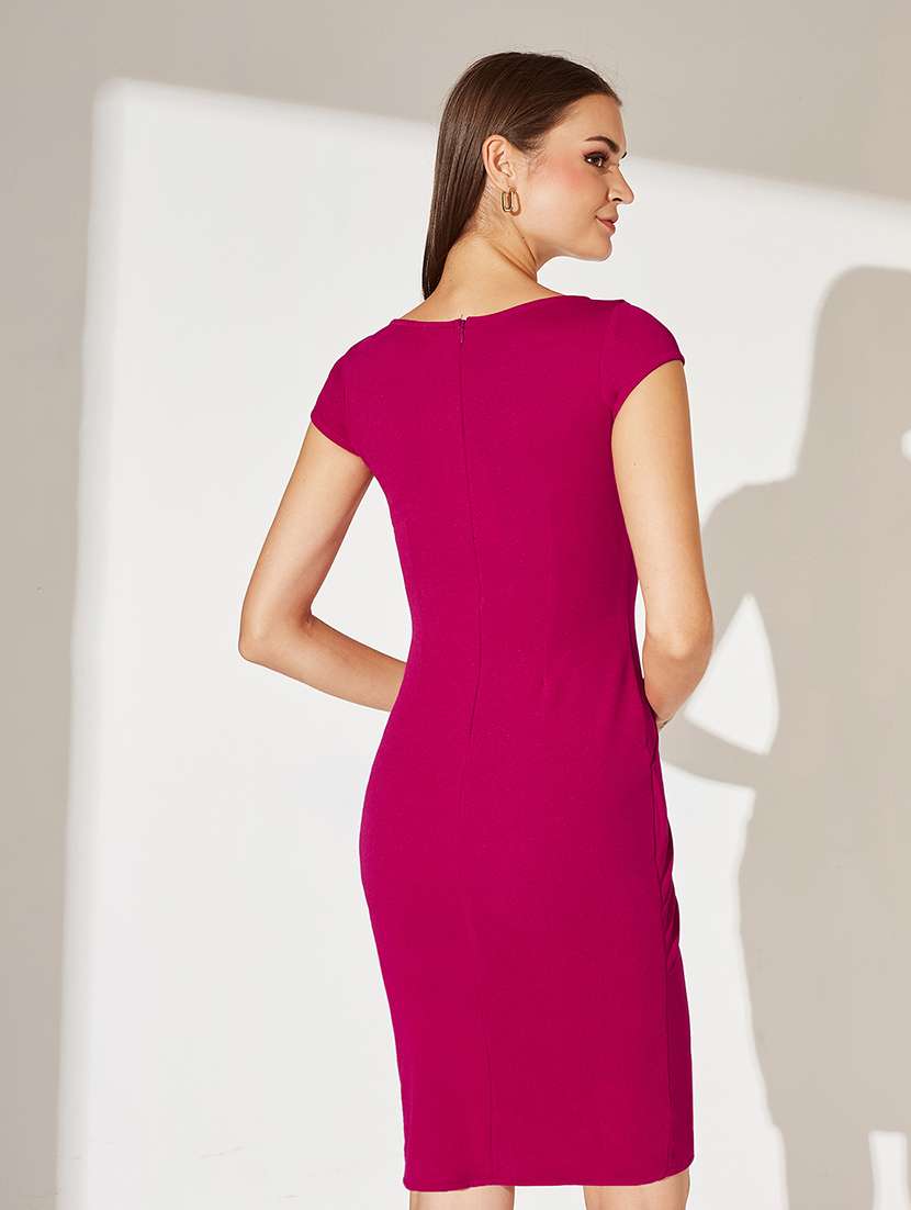 women solid short sleeve bodycon dress - 22363844 -  Standard Image - 2